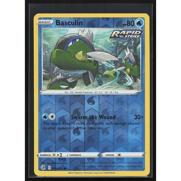 Pokemon TCG -  Basculin [Reverse Holo] - 070/264 - Fusion Strike - Common - MP - Picture 1 of 4